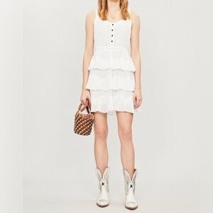 MAJE Rustivan Ruffle Dress In White Size 1